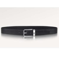 Louis Vuitton Unisex Pont Neuf 35 MM Width Black Taurillon Leather Belt LV Logo (7)