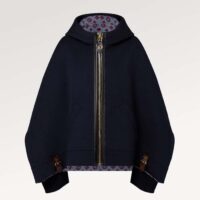 Louis Vuitton Women Cape Hoodie 3D-Effect Monogram Jacquard Wool Silk Navy Regular Fit (12)