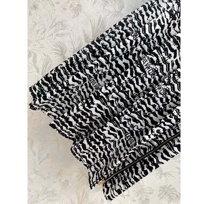 Louis Vuitton Women LV Ink Tiger Asymmetrical Pleat Midi Skirt Silk Black White Regular Fit (3)