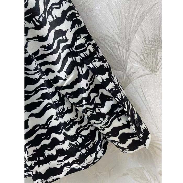 Louis Vuitton Women LV Ink Tiger Silk Shirt Silk Black White Regular Fit (14)