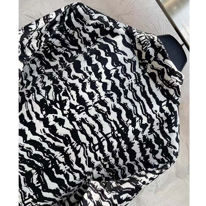 Louis Vuitton Women LV Ink Tiger Silk Shirt Silk Black White Regular Fit (5)