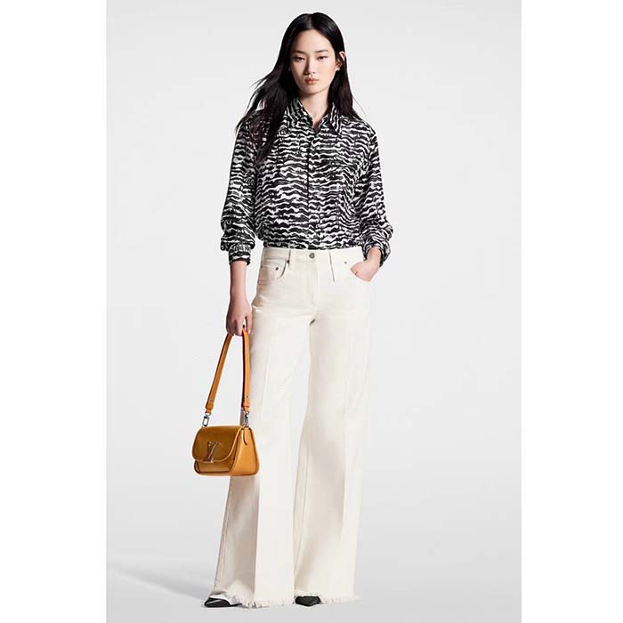 Louis Vuitton Women LV Ink Tiger Silk Shirt Silk Black White Regular Fit (7)