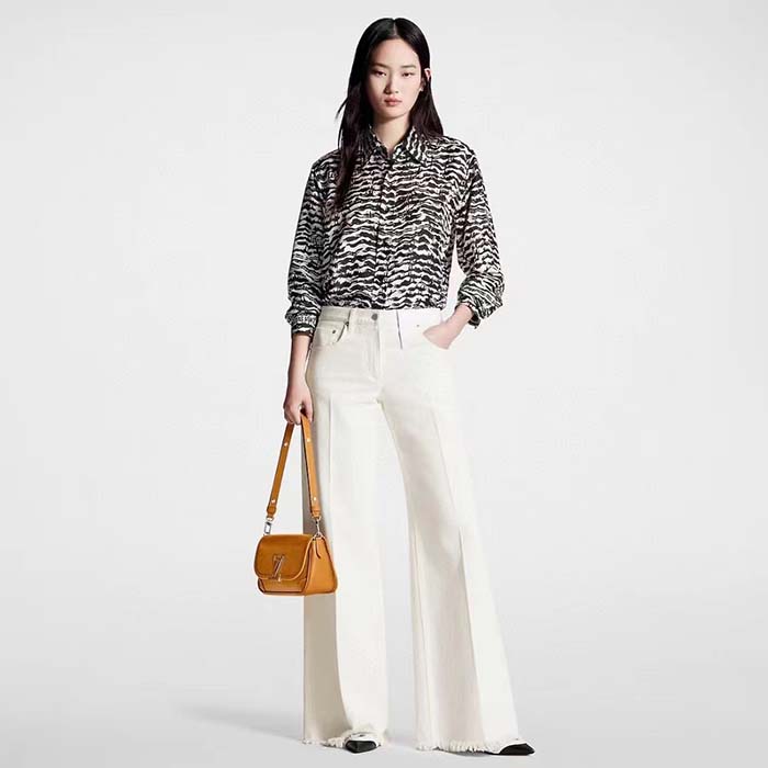 Louis Vuitton Women LV Ink Tiger Silk Shirt Silk Black White Regular Fit (9)