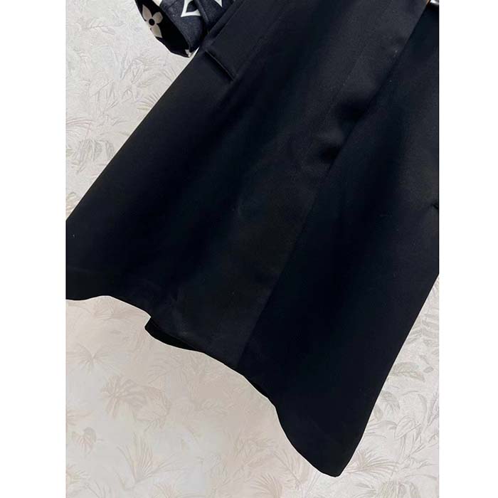 Louis Vuitton Women LV Oversized Monogram Accent Coat Wool Black White Oversize Fit (1)