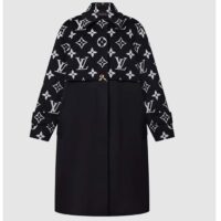 Louis Vuitton Women LV Oversized Monogram Accent Coat Wool Black White Oversize Fit (6)