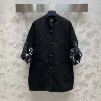 Louis Vuitton Women LV Signature Boxy Button-Up Coat Wool Silk Black Oversize Fit (15)