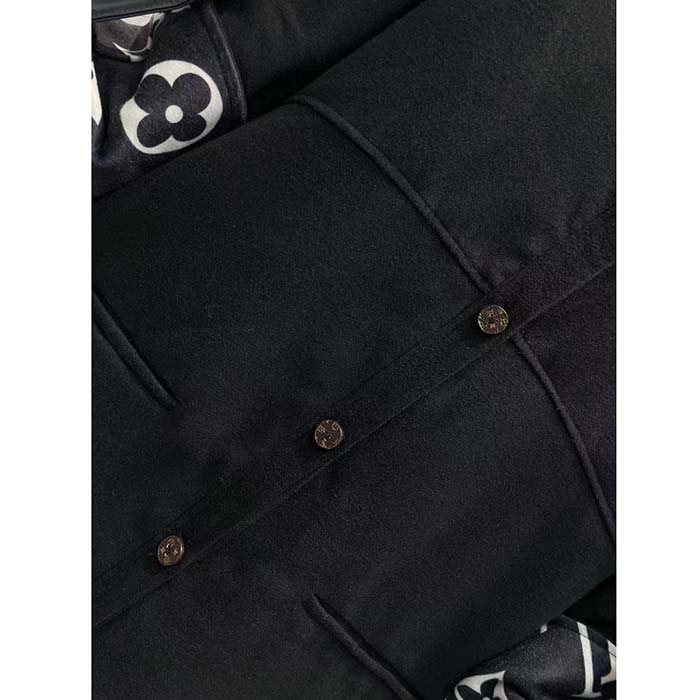 Louis Vuitton Women LV Signature Boxy Button-Up Coat Wool Silk Black Oversize Fit (14)