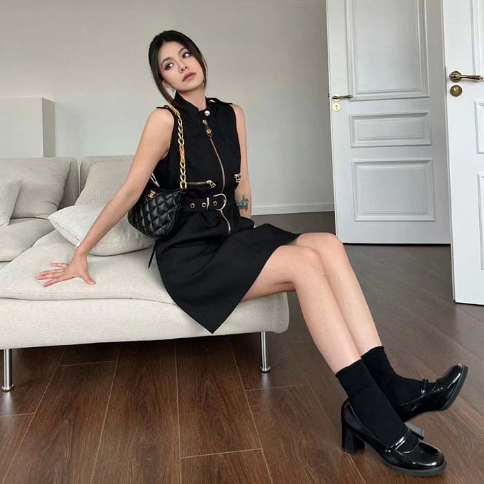 Louis Vuitton Women LV Utility Zipper Dress Wool Cotton Black Fitted (13)