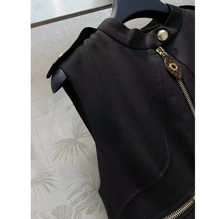 Louis Vuitton Women LV Utility Zipper Dress Wool Cotton Black Fitted (8)