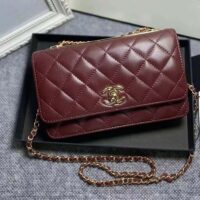 Chanel Women Mini Flap Bag Calfskin & Gold-Tone Metal-Maroon (2)