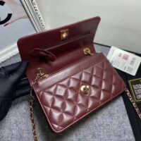 Chanel Women Mini Flap Bag Calfskin & Gold-Tone Metal-Maroon (2)