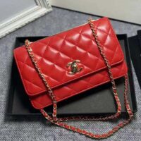 Chanel Women Mini Flap Bag Calfskin & Gold-Tone Metal-Red (1)