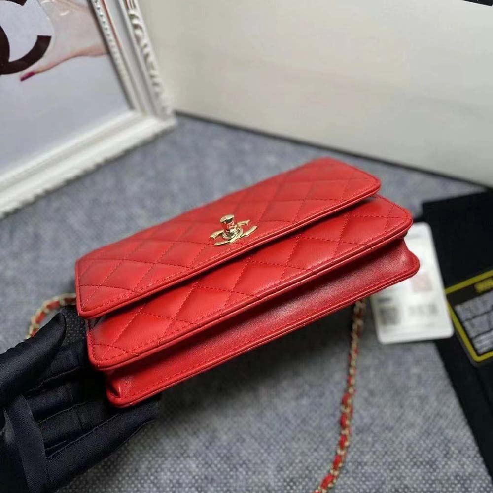 Chanel Women Mini Flap Bag Calfskin & Gold-Tone Metal-Red (5)