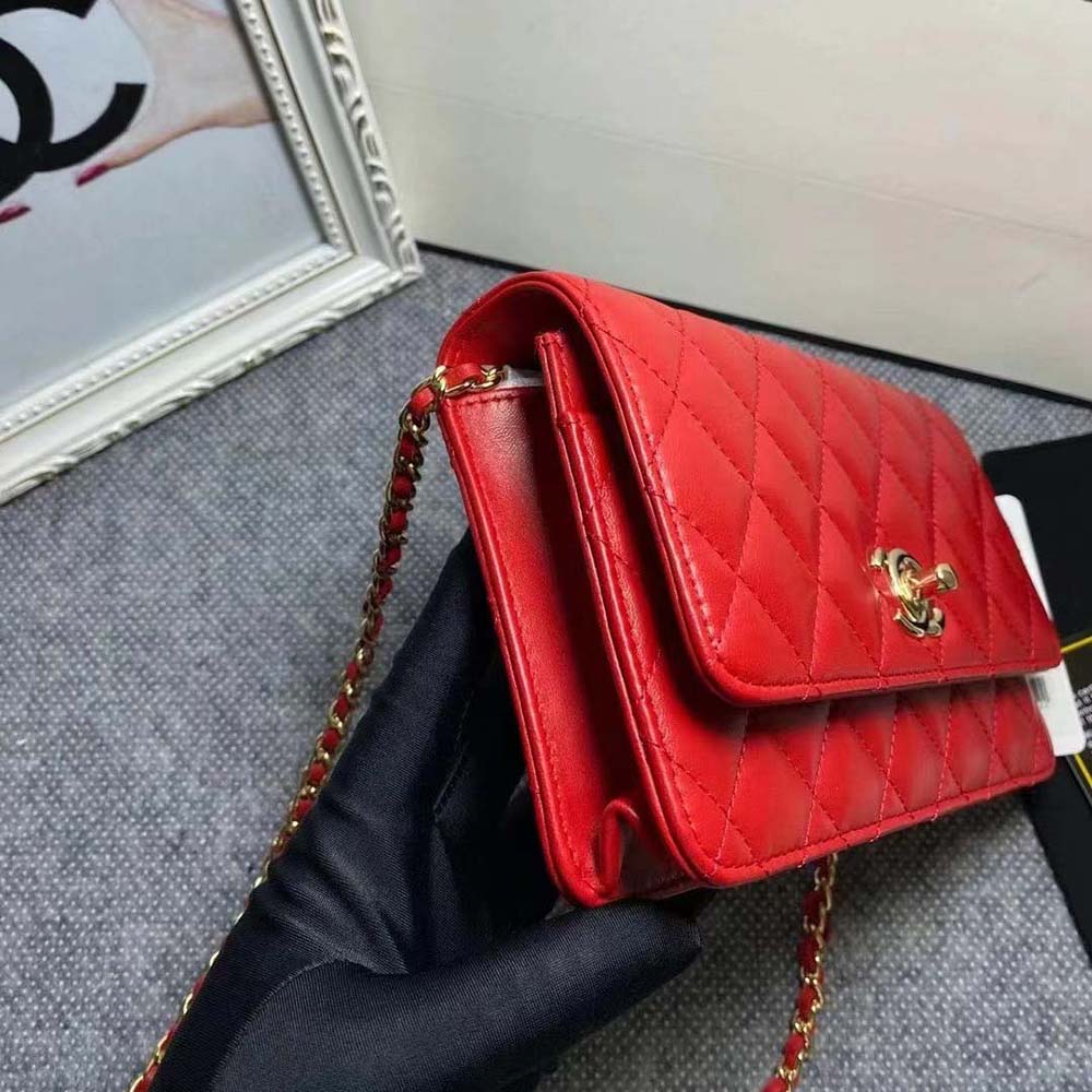 Chanel Women Mini Flap Bag Calfskin & Gold-Tone Metal-Red (6)