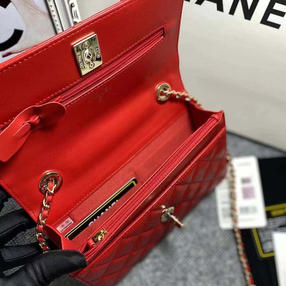 Chanel Women Mini Flap Bag Calfskin & Gold-Tone Metal-Red (8)