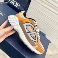 Dior Unisex CD B30 Sneaker Gray Mesh Brown Orange Beige Technical Fabric