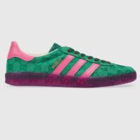 Gucci Unisex Adidas x Gucci Gazelle Sneaker Green Original GG Canvas Low Heel Rubber (6)