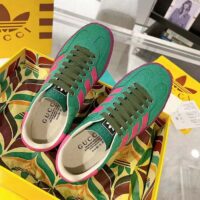 Gucci Unisex Adidas x Gucci Gazelle Sneaker Green Original GG Canvas Low Heel Rubber (6)