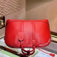 Louis Vuitton LV Unisex Alma Travel GM Vermillon Red Epi XL Grained Leather Handle Clip (4)