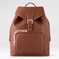 Louis Vuitton LV Unisex Montsouris Backpack Cognac Calf Leather Drawstring Magnetic Closure Handle (2)