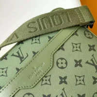 Louis Vuitton LV Unisex Trio Messenger Khaki Green Vermillion Red Monogram Canvas Cowhide Leather
