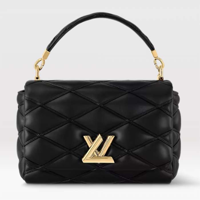 Louis Vuitton LV Women GO-14 MM Black Lamb Leather Cowhide Leather