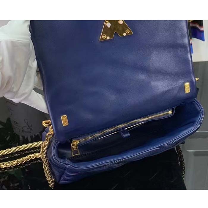 Louis Vuitton LV Women GO-14 MM Navy Blue Lamb Leather Cowhide Leather (5)