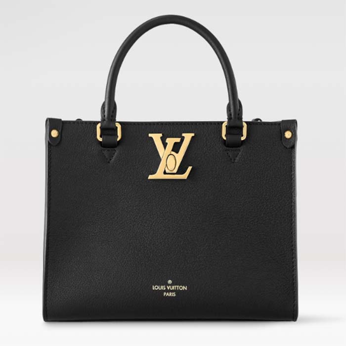 Louis Vuitton LV Women Lock Go Black Grained Calf Leather Microfiber Lining