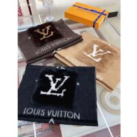 Louis Vuitton Unisex Cold Reykjavik Scarf Cashmere Mink Fur Black Jacquard LV Initials Monogram Flowers (1)