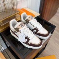 Louis Vuitton Unisex LV Trainer Sneaker Moka Brown Nubuck Calf Leather Grained Calf Leather (13)