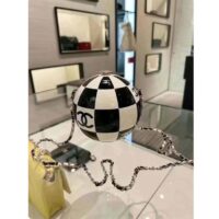 Chanel Unisex CC World Cup Football Bag Gold-Tone Metal Black White (10)