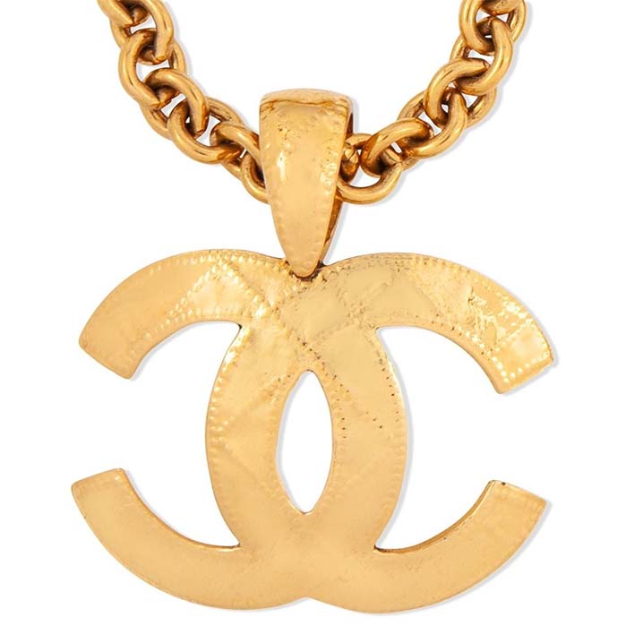 Chanel Women CC Chocker Necklace Dark Gold Gold Tone Metal