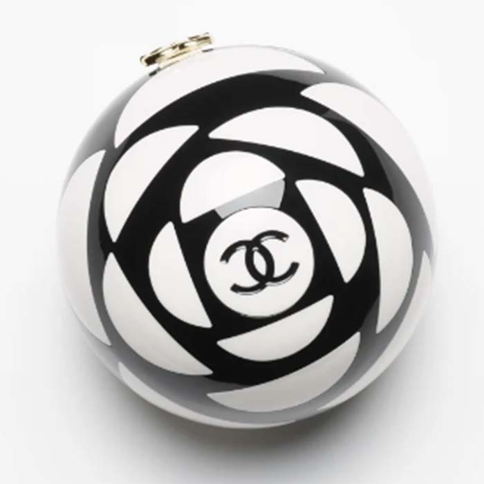 Chanel Women CC Sphere Minaudiere Plexi Gold-Tone Metal Black White