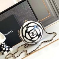 Chanel Women CC Sphere Minaudiere Plexi Gold-Tone Metal Black White (5)