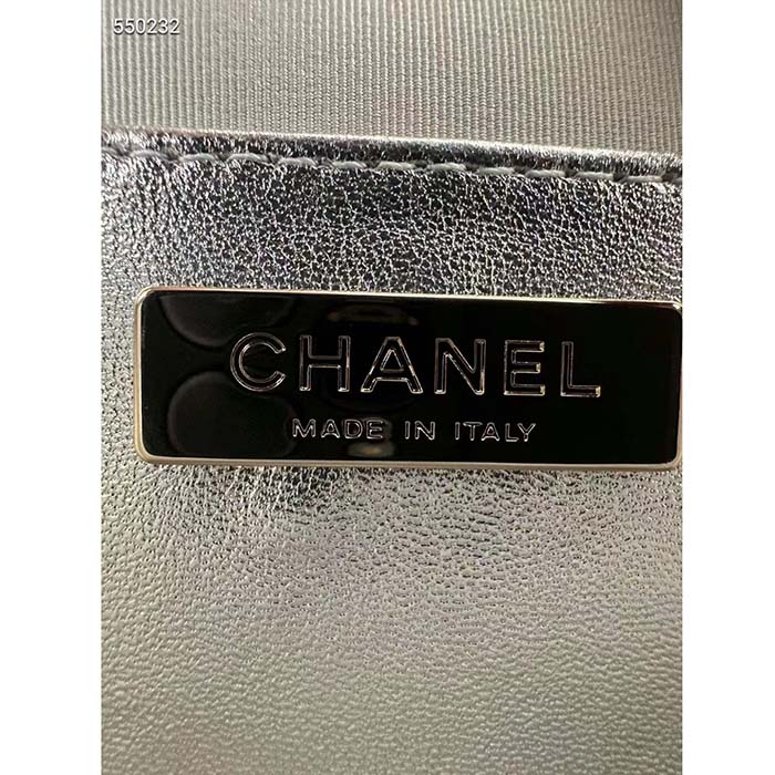 Chanel Women CC Star Handbag Metallic Lambskin Gold-Tone Metal Silver (1)