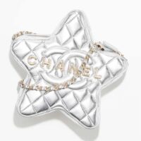 Chanel Women CC Star Handbag Metallic Lambskin Gold-Tone Metal Silver (3)