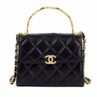 Chanel Women Kelly 22 Flap Bag in Calfskin Leather-Black (12)