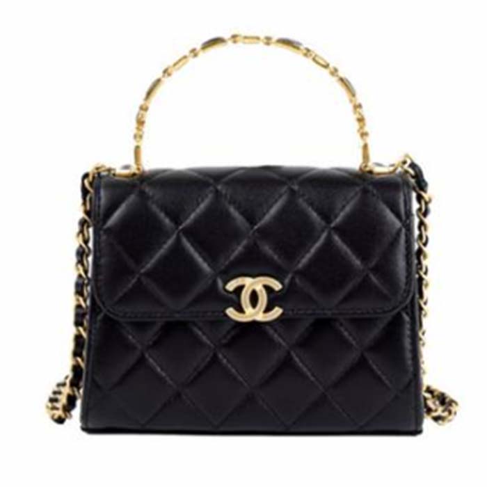 Chanel Women Kelly 22 Flap Bag in Calfskin Leather-Black