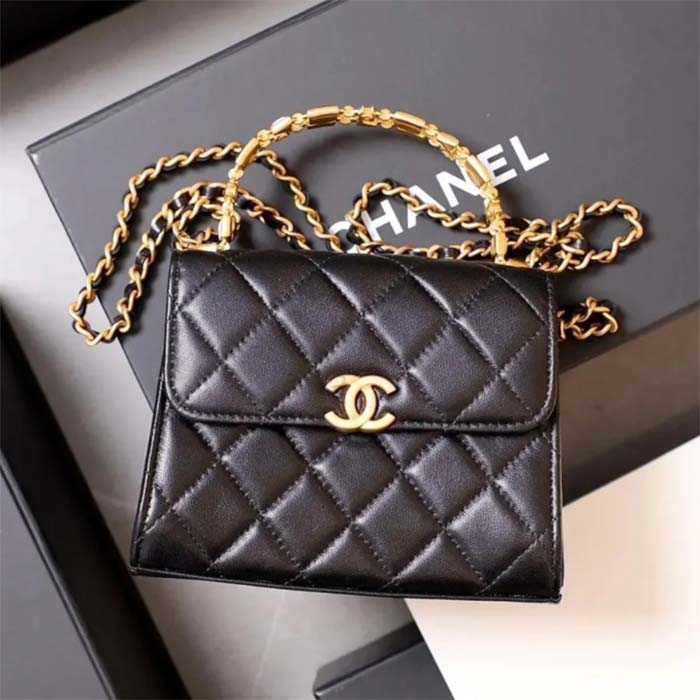Chanel Women Kelly 22 Flap Bag in Calfskin Leather-Black (14)