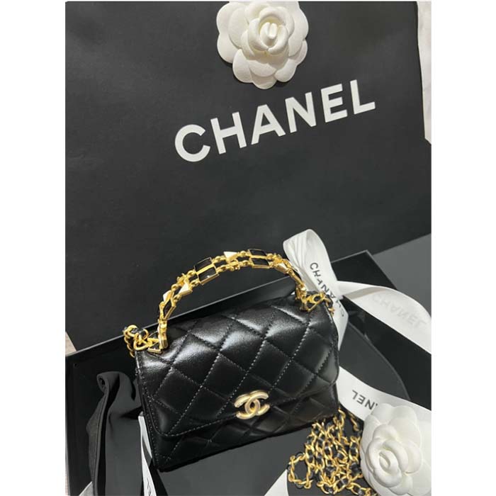 Chanel Women Kelly 22 Flap Bag in Calfskin Leather-Black (6)
