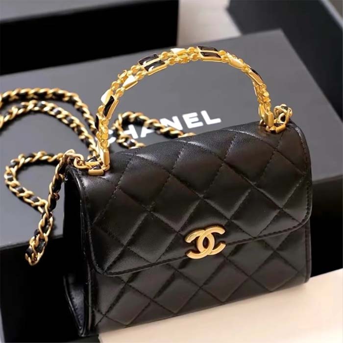 Chanel Women Kelly 22 Flap Bag in Calfskin Leather-Black (9)