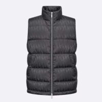 Dior Men CD Dior Oblique Sleeveless Down Jacket Gray Technical Jacquard