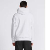 Dior Men CD Relaxed Fit Hooded Sweatshirt White Cotton Fleece