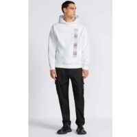 Dior Men CD Relaxed Fit Hooded Sweatshirt White Cotton Fleece