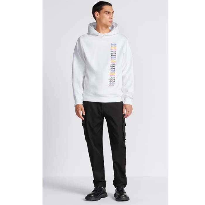 Dior Men CD Relaxed Fit Hooded Sweatshirt White Cotton Fleece (9)