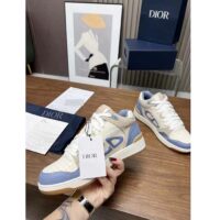 Dior Unisex CD B57 Mid-Top Sneaker Blue Cream Smooth Calfskin Beige Suede (3)