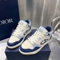 Dior Unisex CD B57 Mid-Top Sneaker Navy Blue Cream Smooth Calfskin Gray Suede (5)