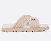 Dior Unisex CD D-Cross Slide Powder Beige Lambskin White Shearling (9)