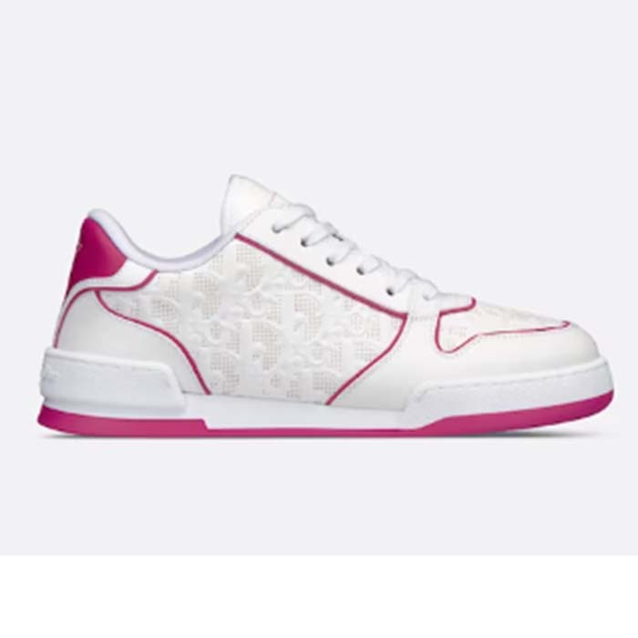 Dior Unisex CD Dior One Sneaker White Fuchsia Dior Oblique Perforated Calfskin