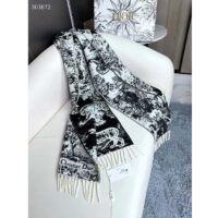 Dior Unisex CD Toile De Jouy Sauvage Scarf Navy Blue Cashmere and Wool (11)